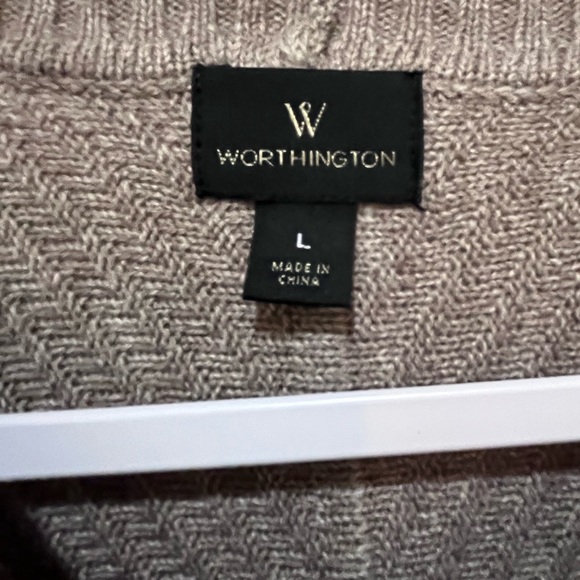 Worthington Knit sweater in taupe beige v-shape pattern Size L - Picture 5 of 7